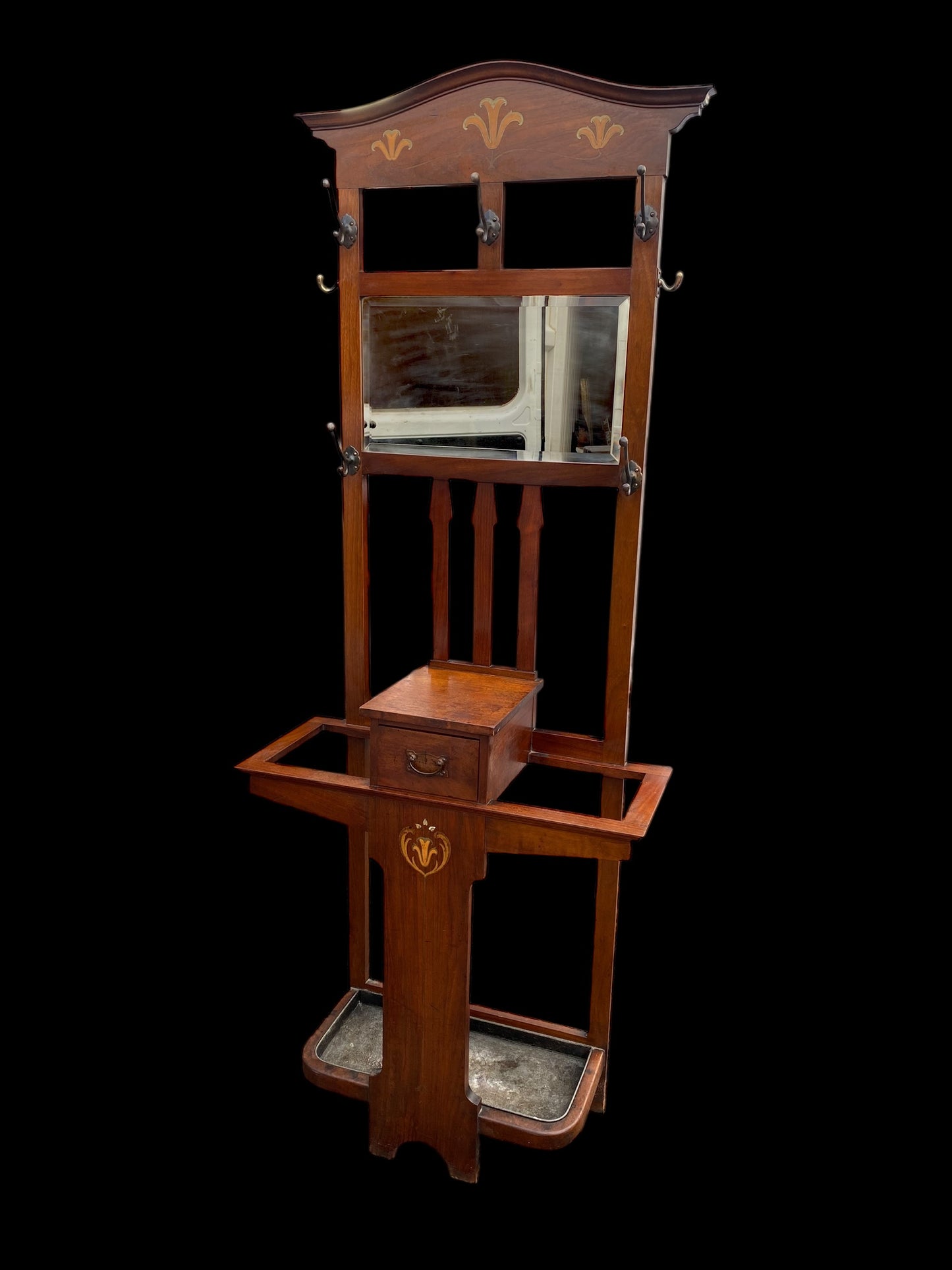 Arts & Crafts mahogany hall stand