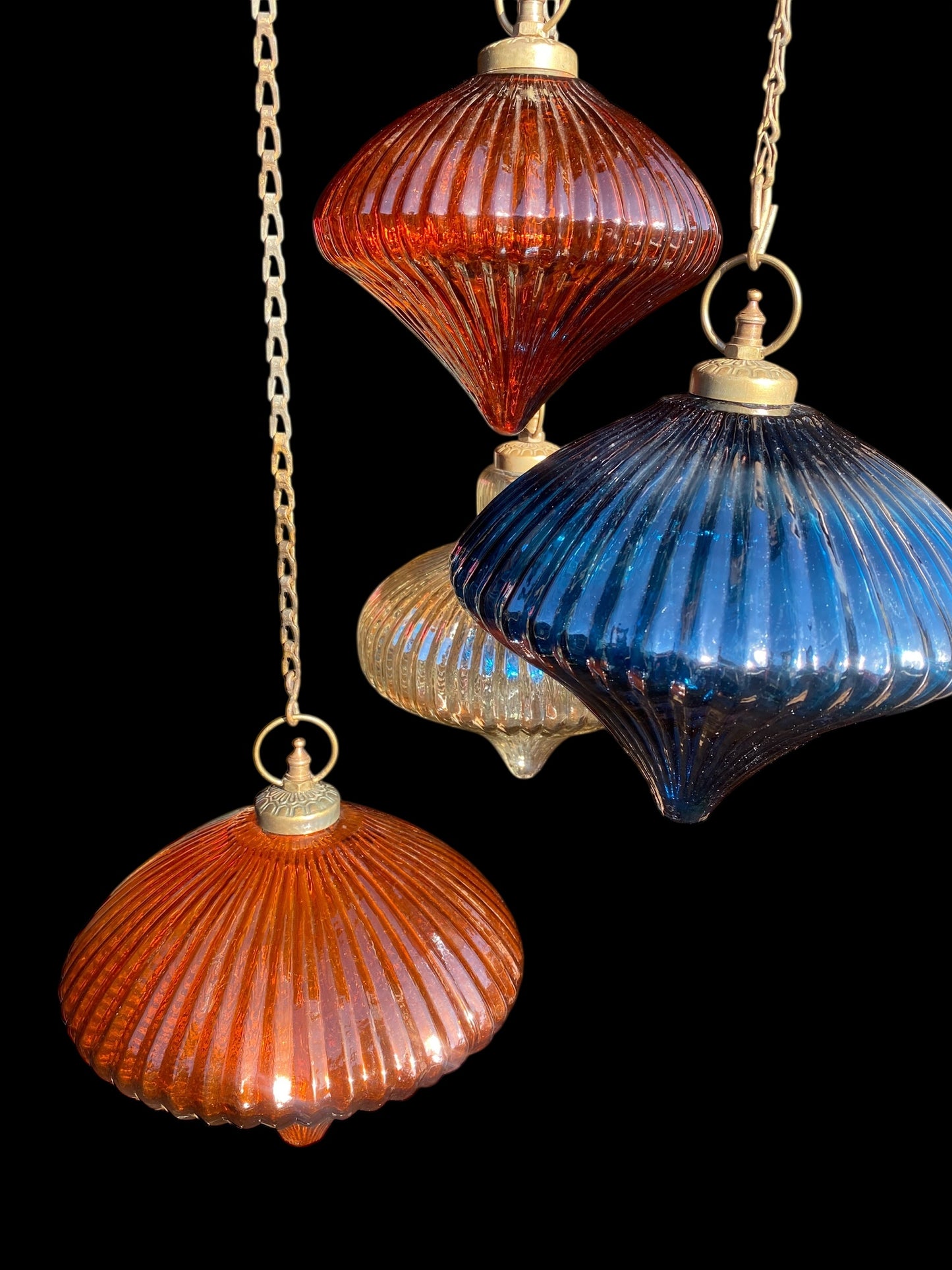 Vintage holophane glass pendant chandelier