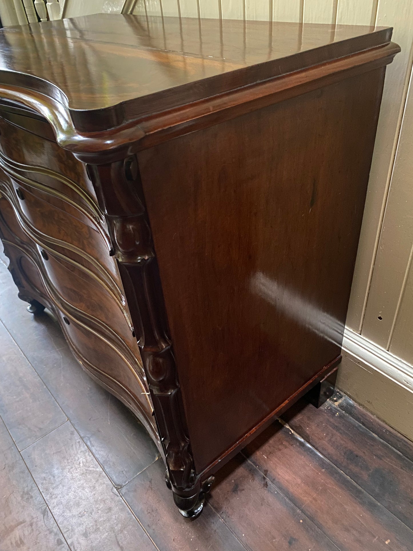 19th Century flame mahogany chest of four drawers