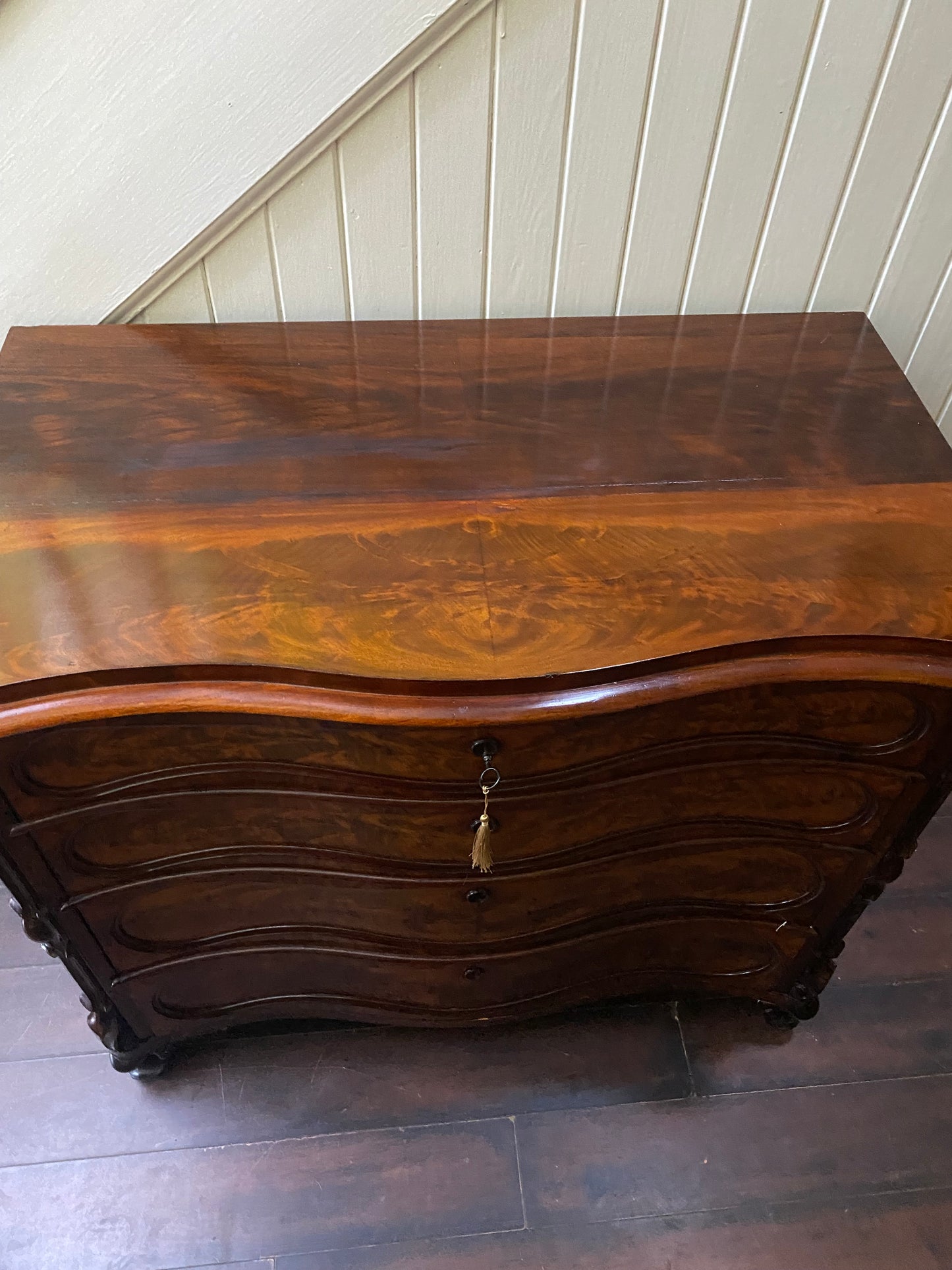 19th Century flame mahogany chest of four drawers