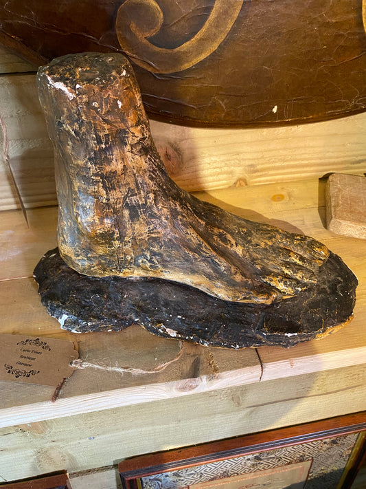 Studio pottery sculpture of a right-foot with salt glaze