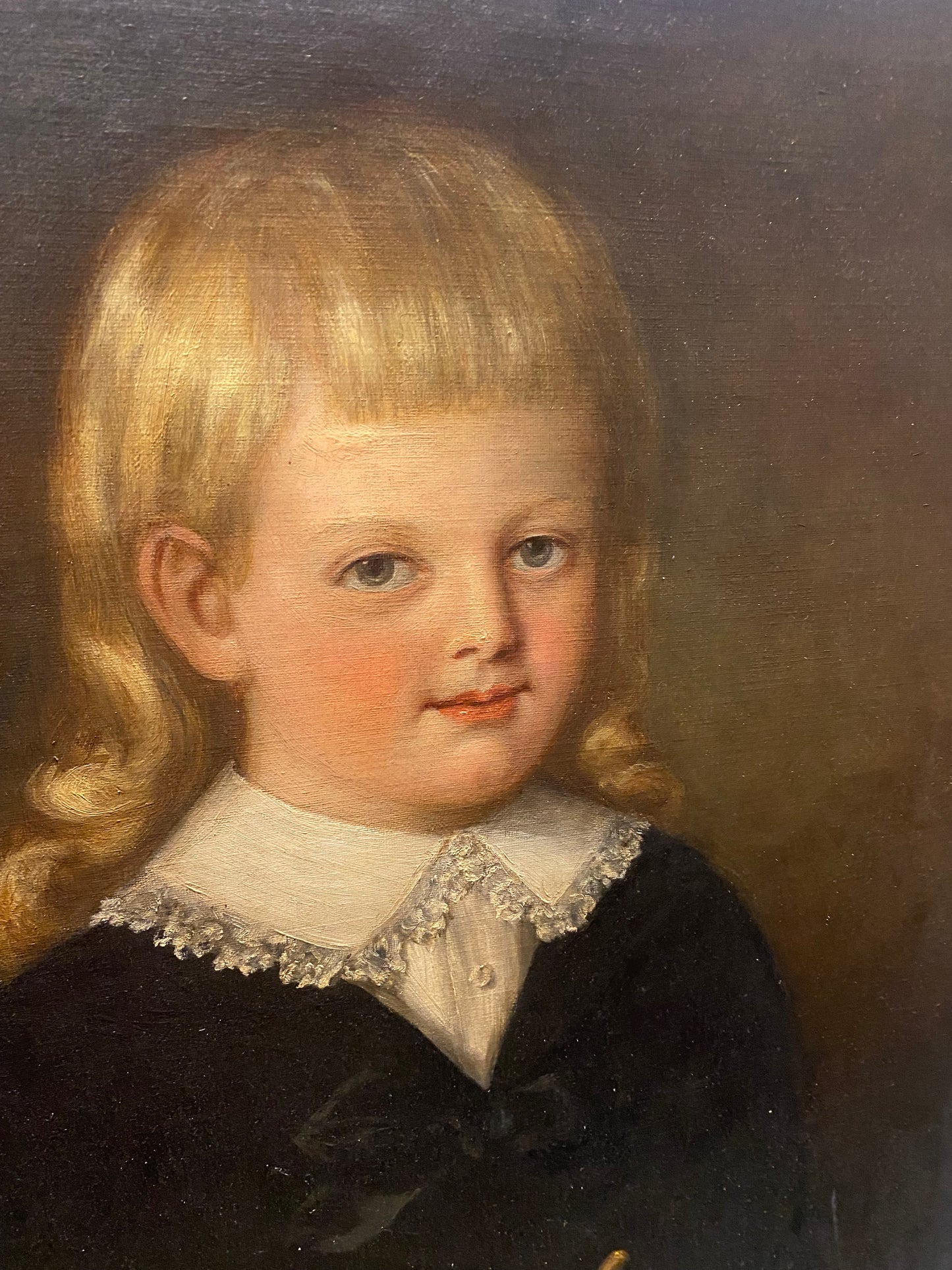 Victorian oil on canvas portrait of a young boy