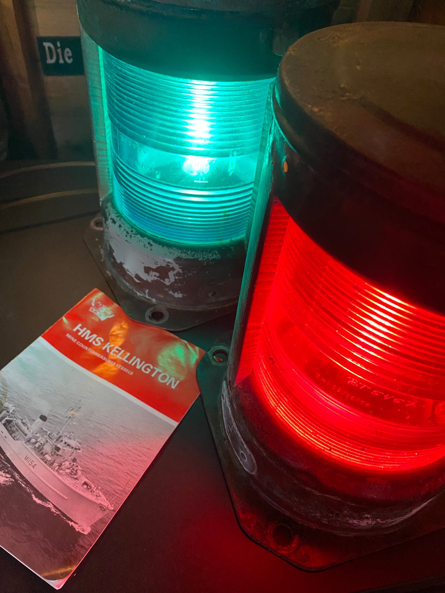Port & starboard lights from the minesweeper HMS Kellington