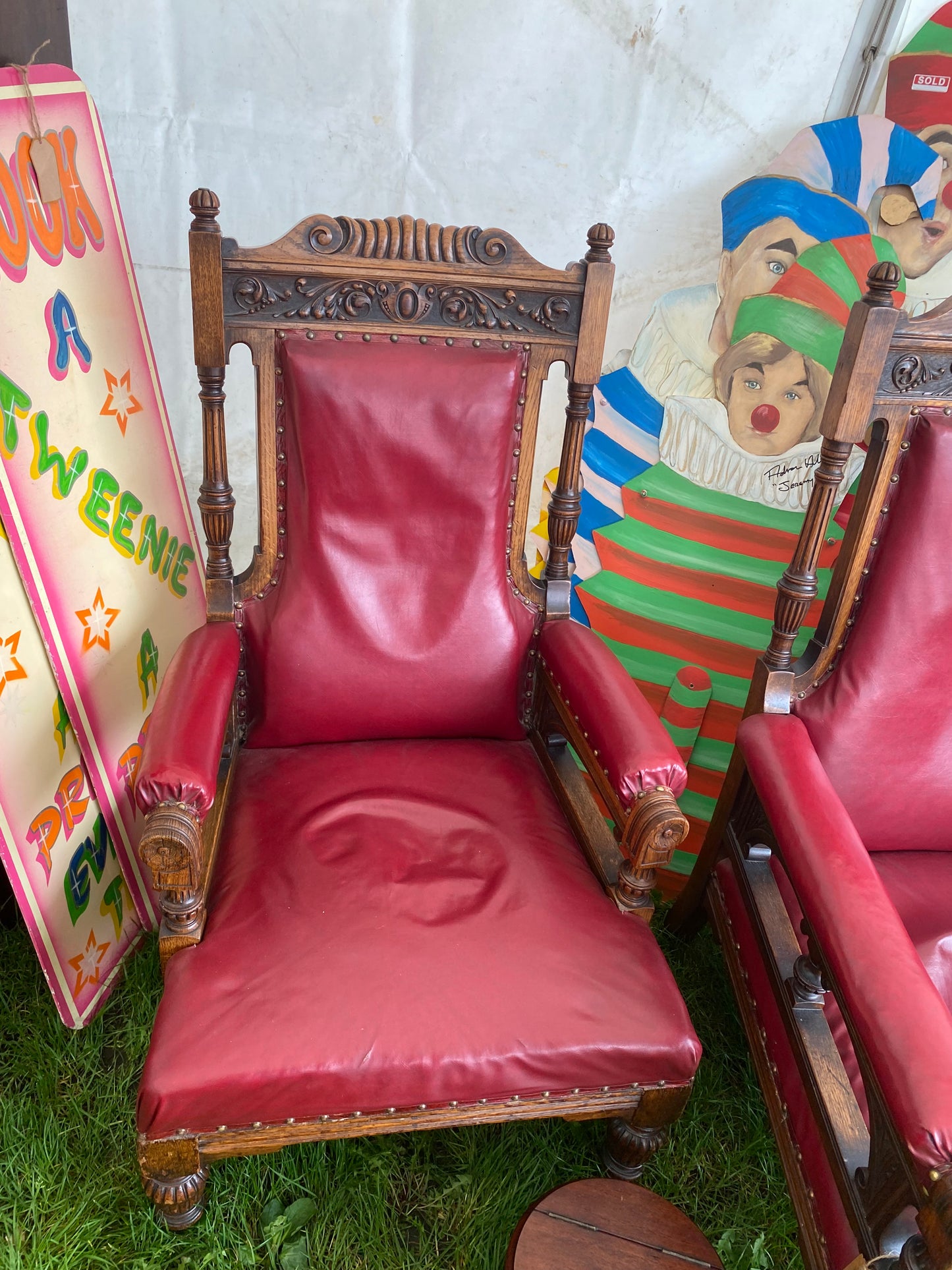 A pair of 19th century Oak his and her oak arm chairs