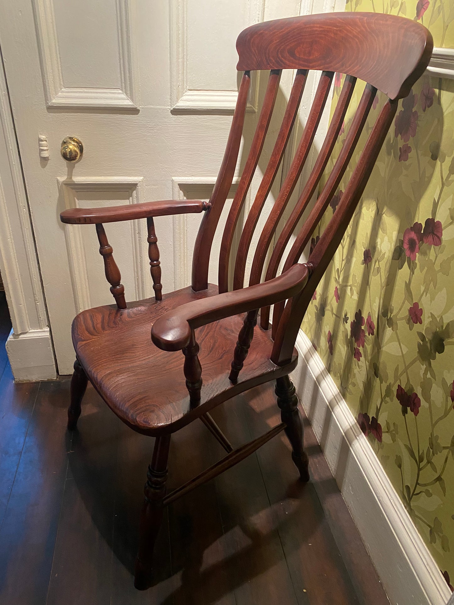 A 19th Century slat back Windsor grandfather armchair