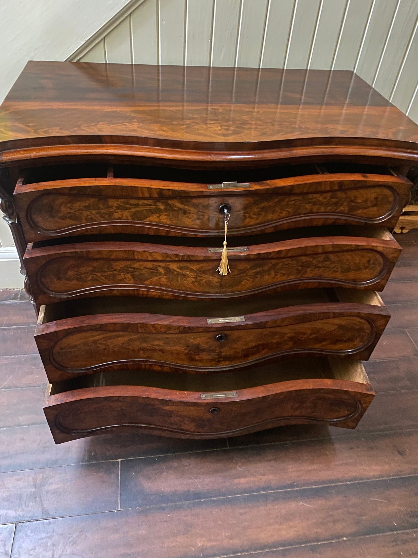 19th Century flame mahogany chest of four drawers