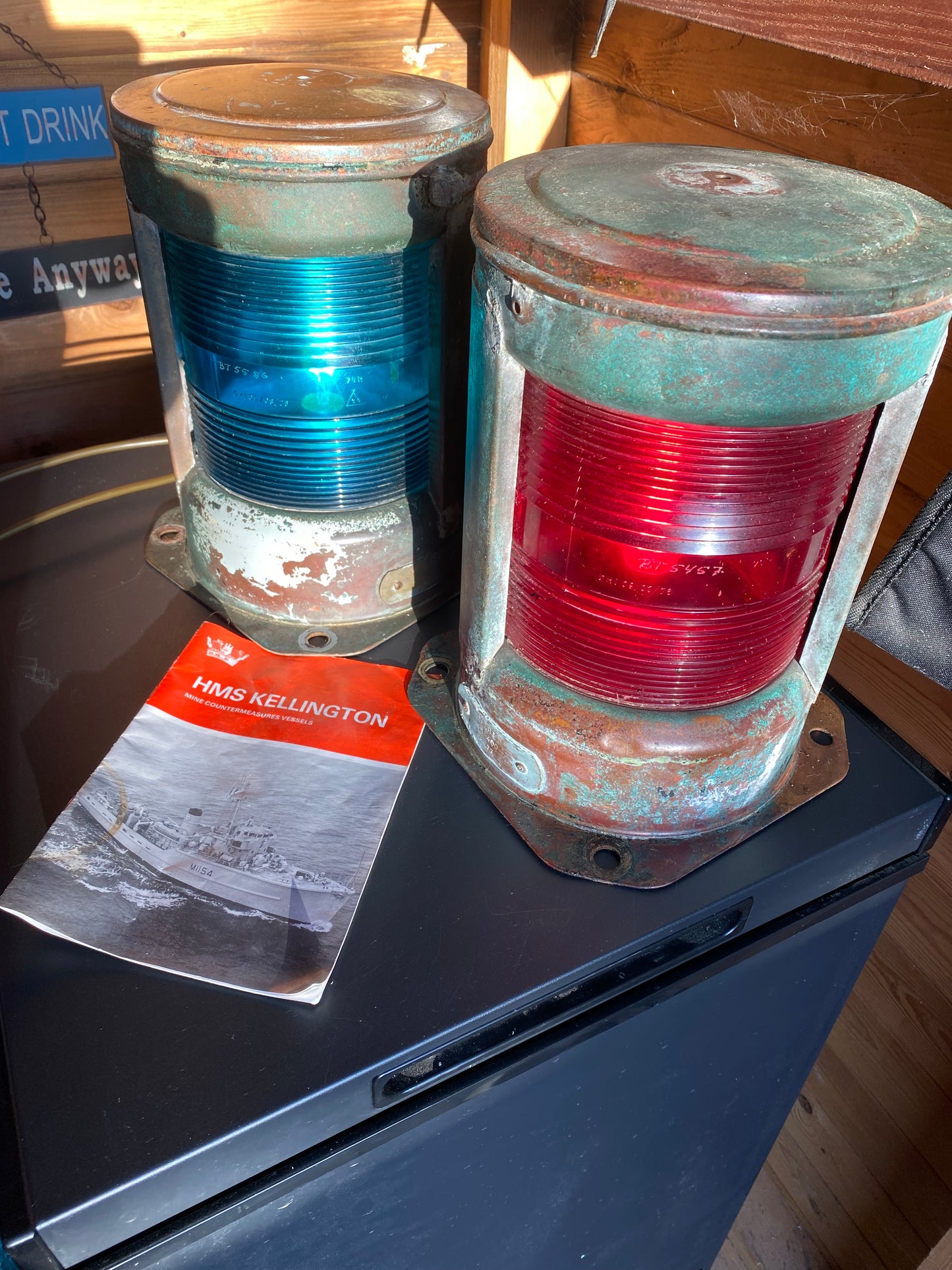 Port & starboard lights from the minesweeper HMS Kellington