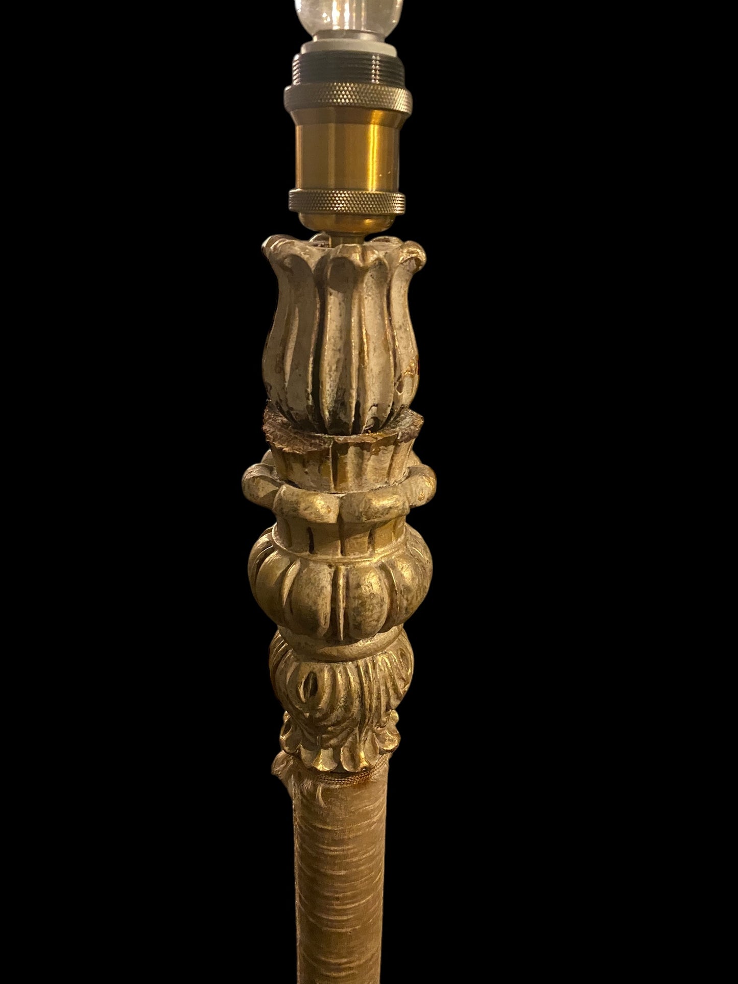 Late Victorian carved oak standard lamp