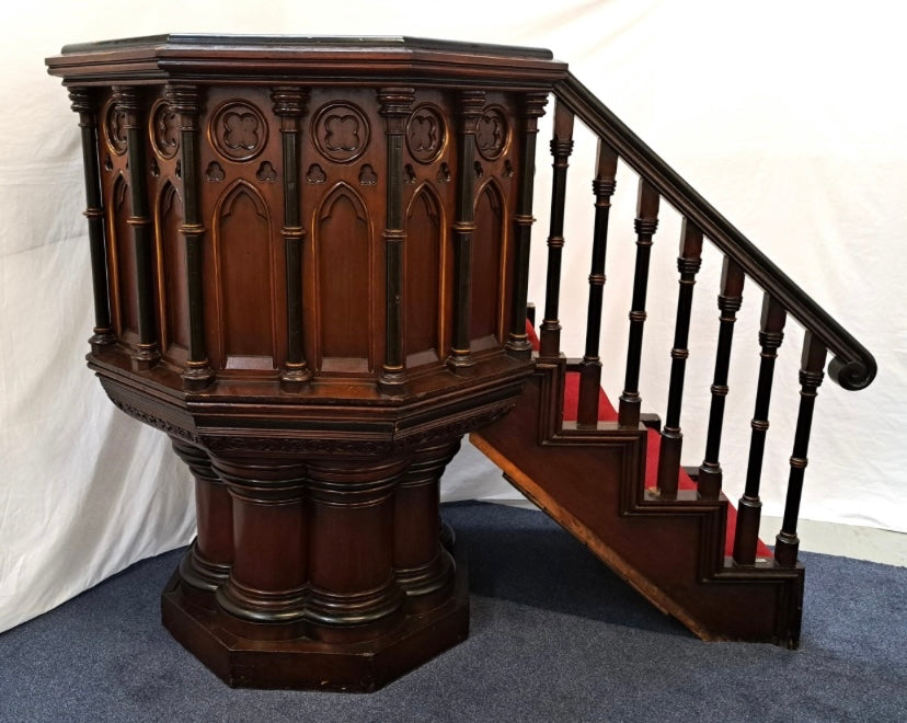 Victorian mahogany church pulpit from a Glasgow Methodist church