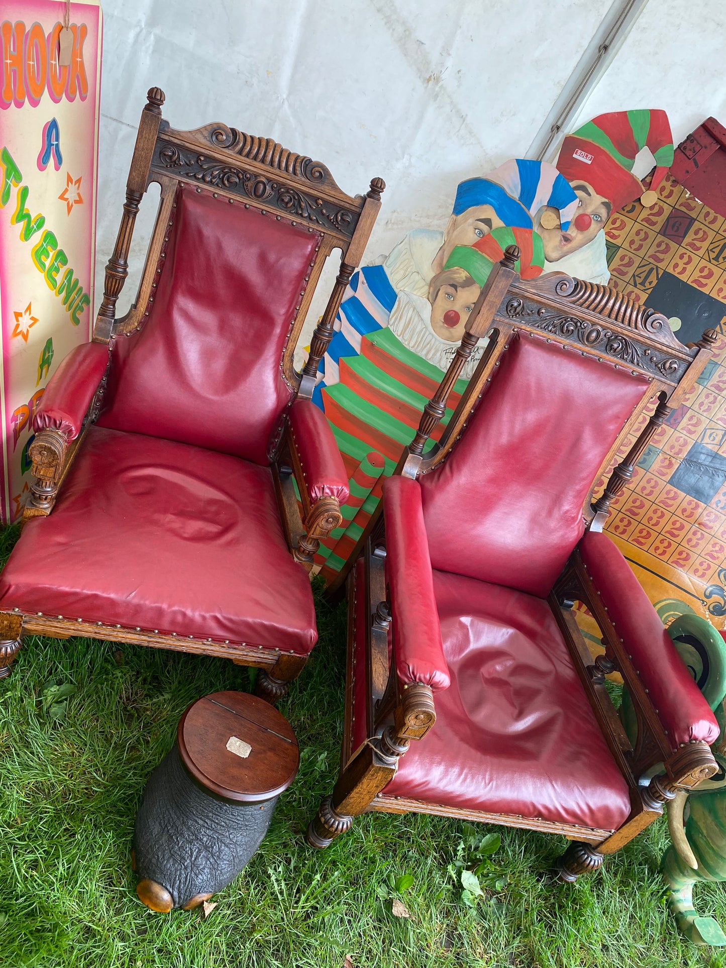 A pair of 19th century Oak his and her oak arm chairs