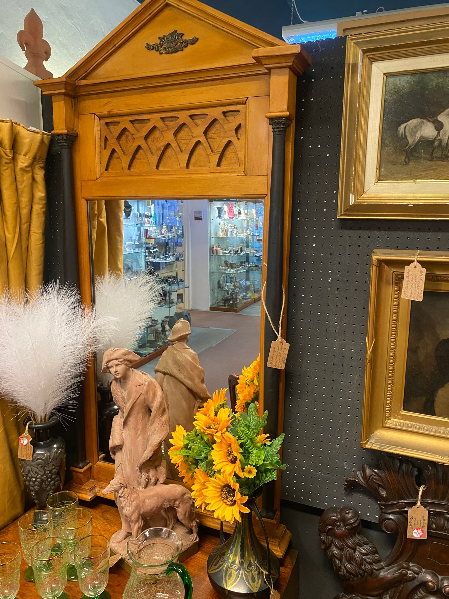 Italian maple over mantle mirror