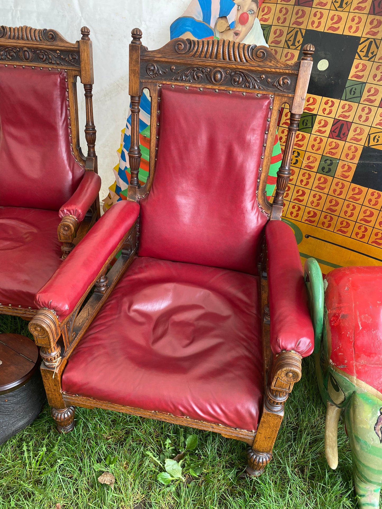 A pair of 19th century Oak his and her oak arm chairs