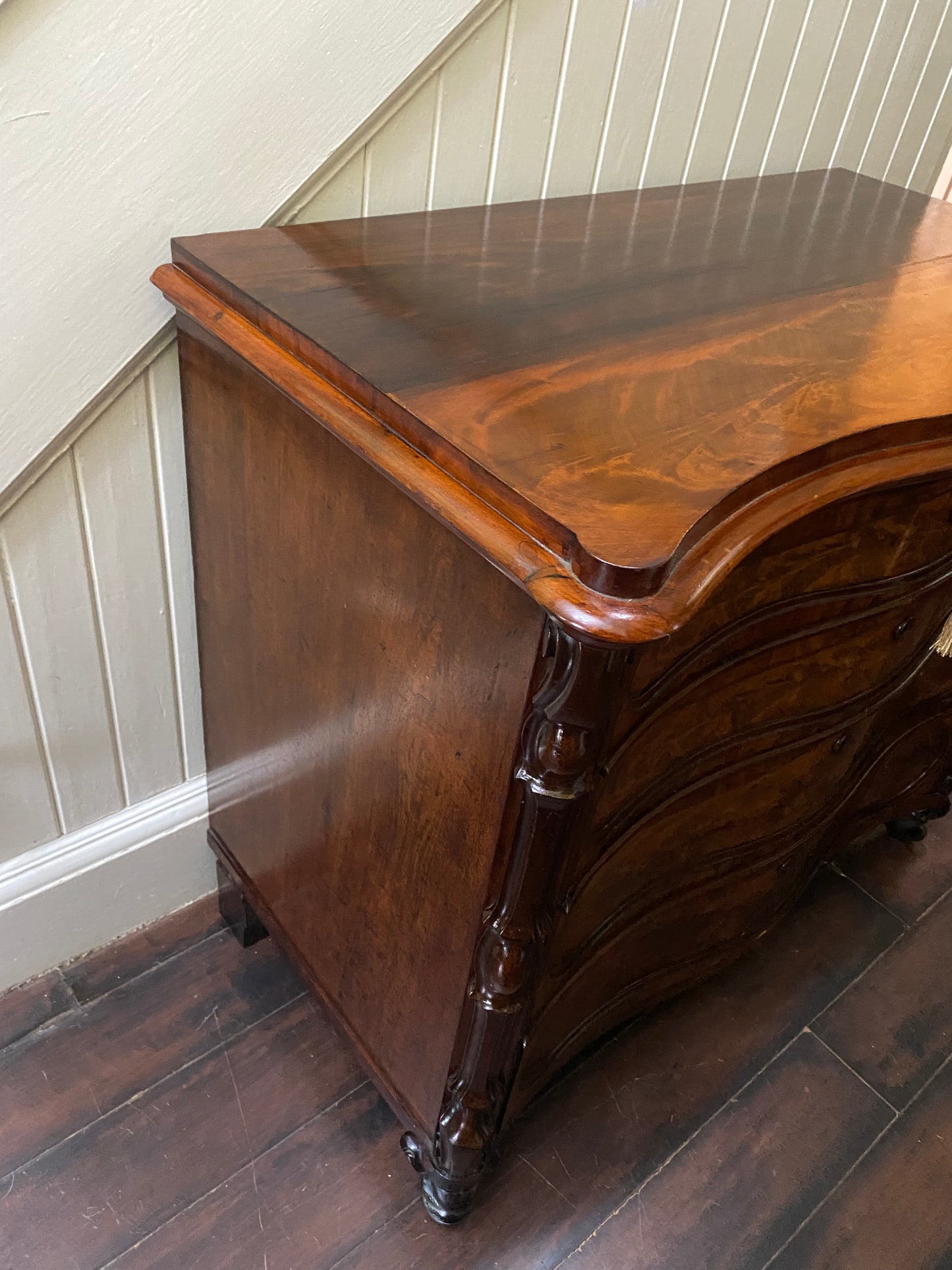 19th Century flame mahogany chest of four drawers