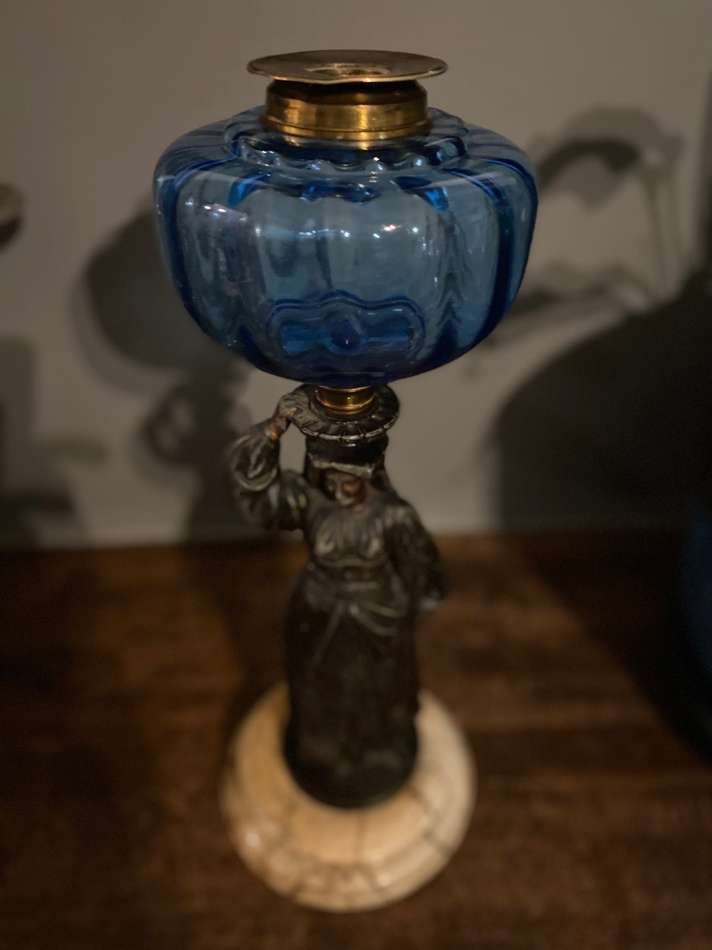 19th century bronze figural paraffin lamp base