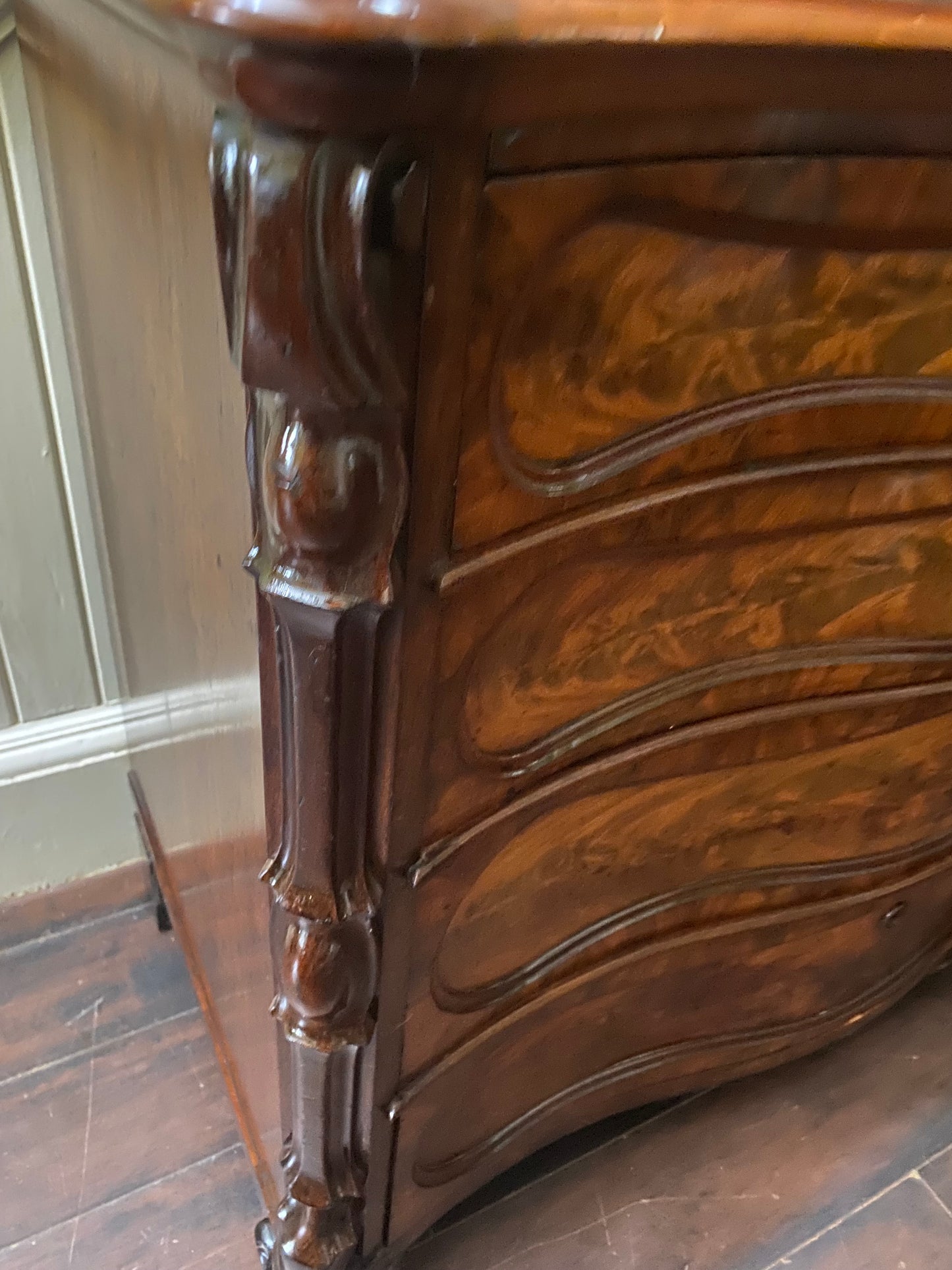 19th Century flame mahogany chest of four drawers