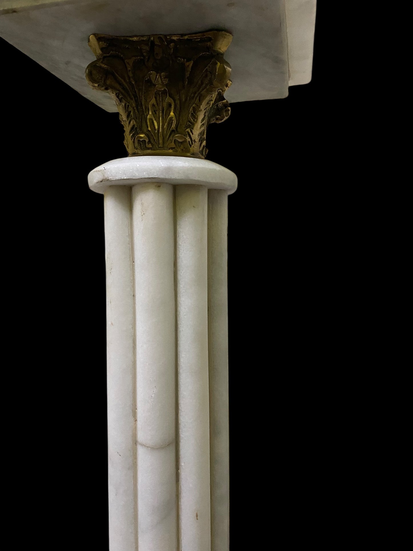 A pair of Carrera marble & gilt brass Torchère