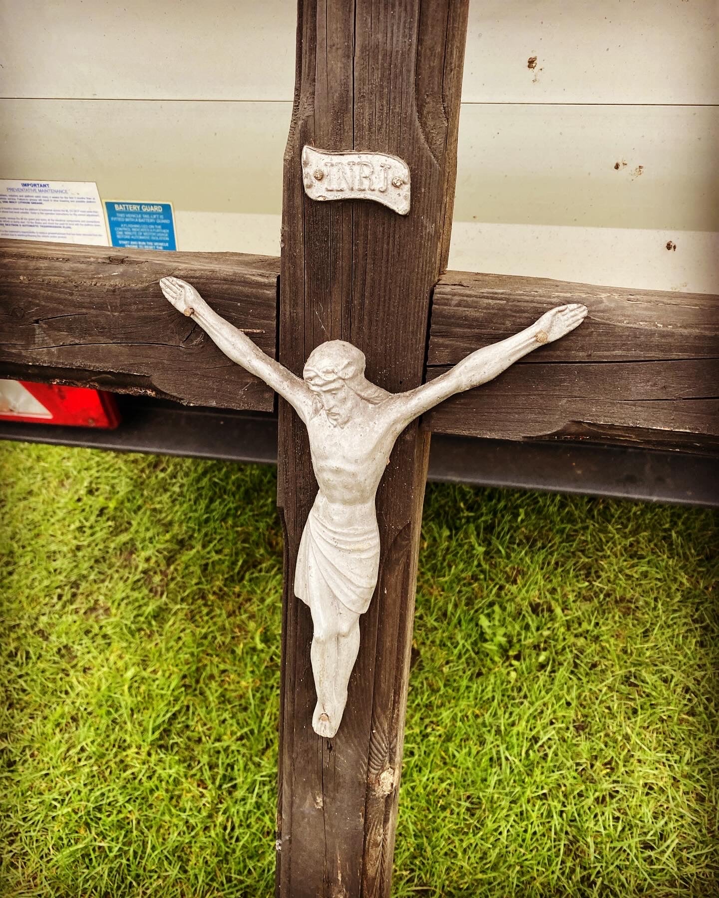 Large Polish crucifix graveyard marker