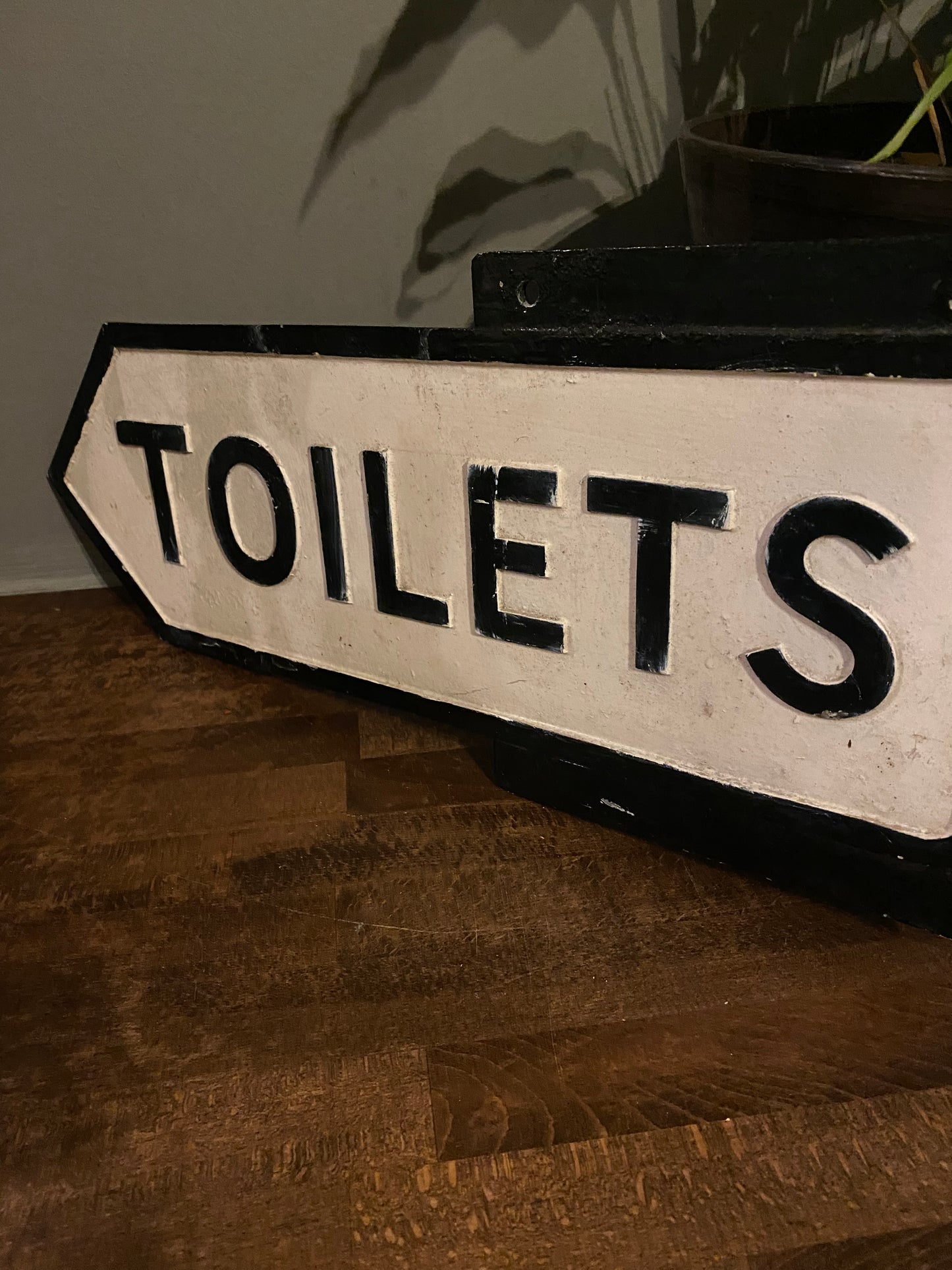 Original double sided cast aluminium enameled Toilets sign