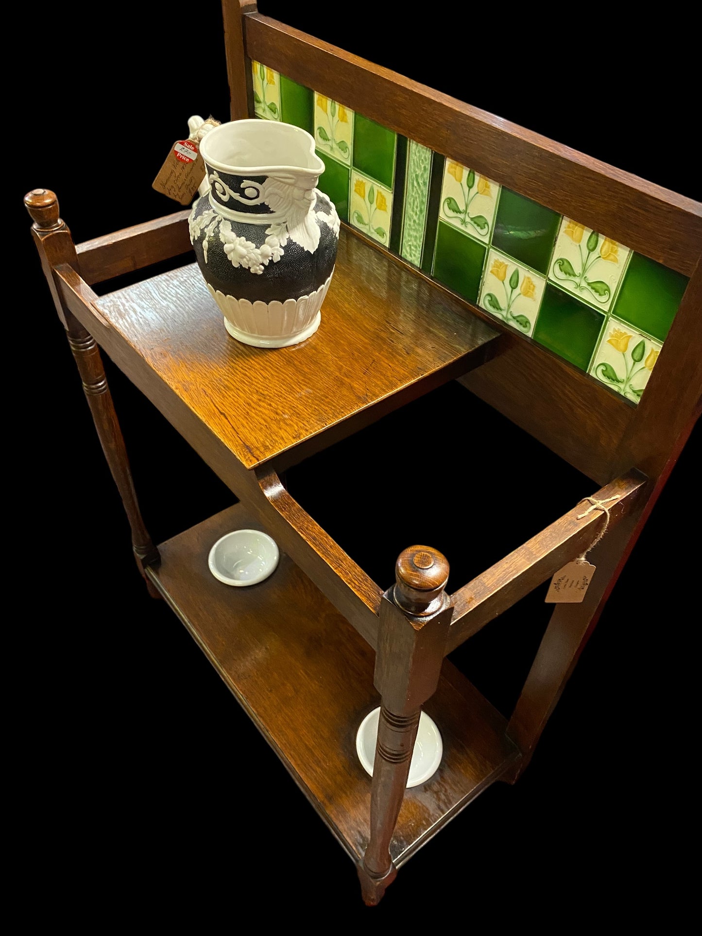 Edwardian tiled backed stick/umbrella stand