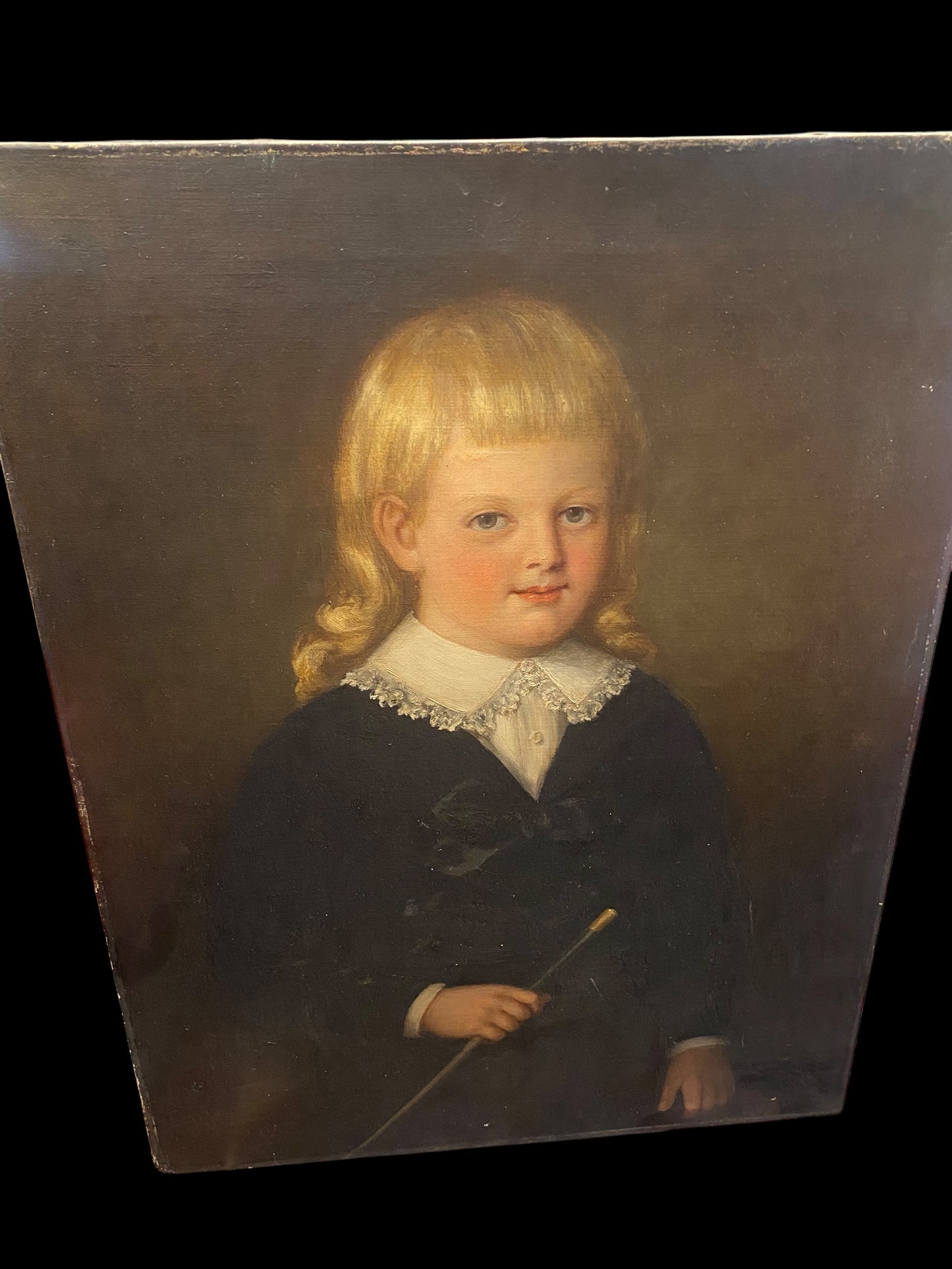 Victorian oil on canvas portrait of a young boy