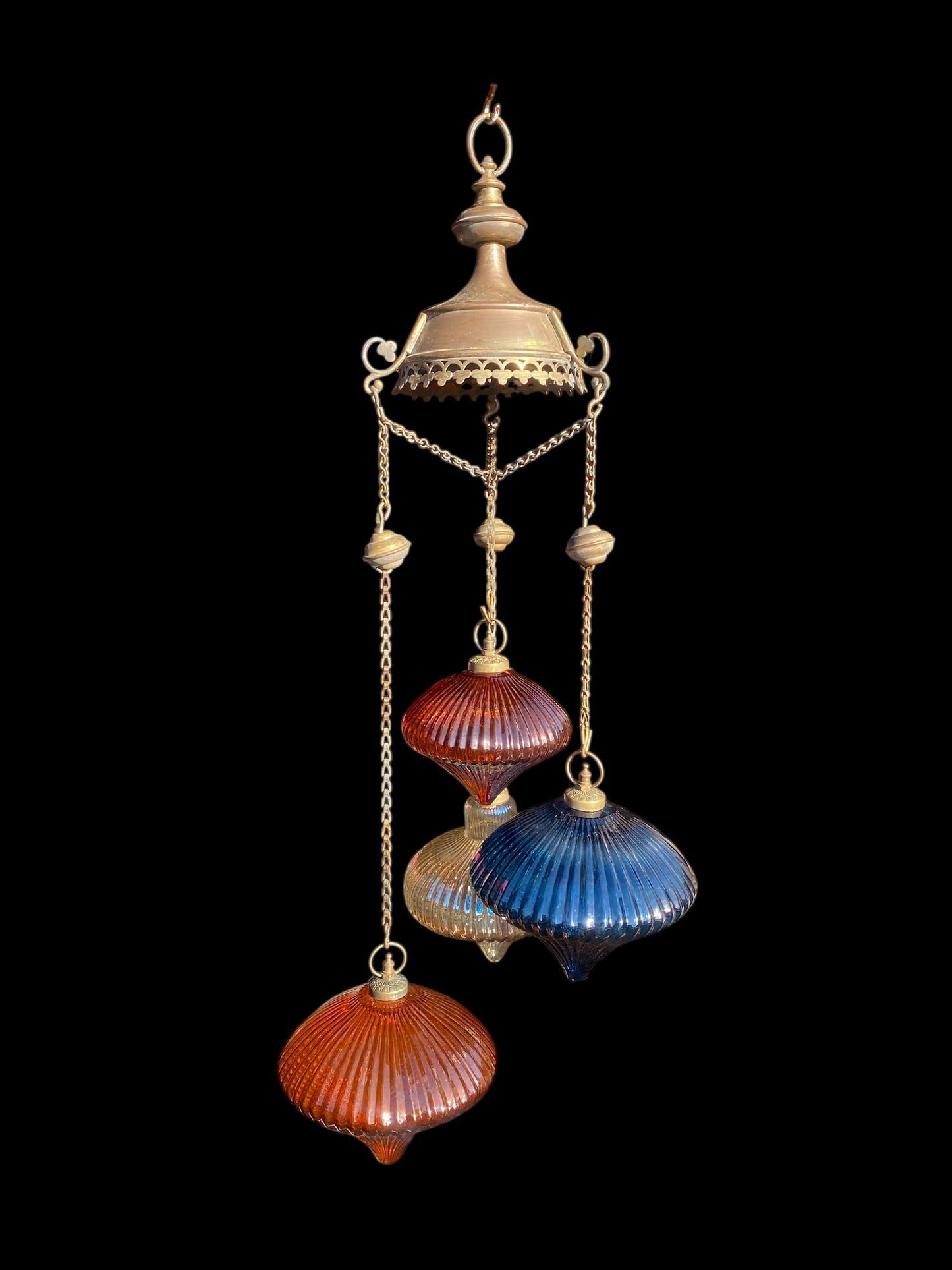 Vintage holophane glass pendant chandelier