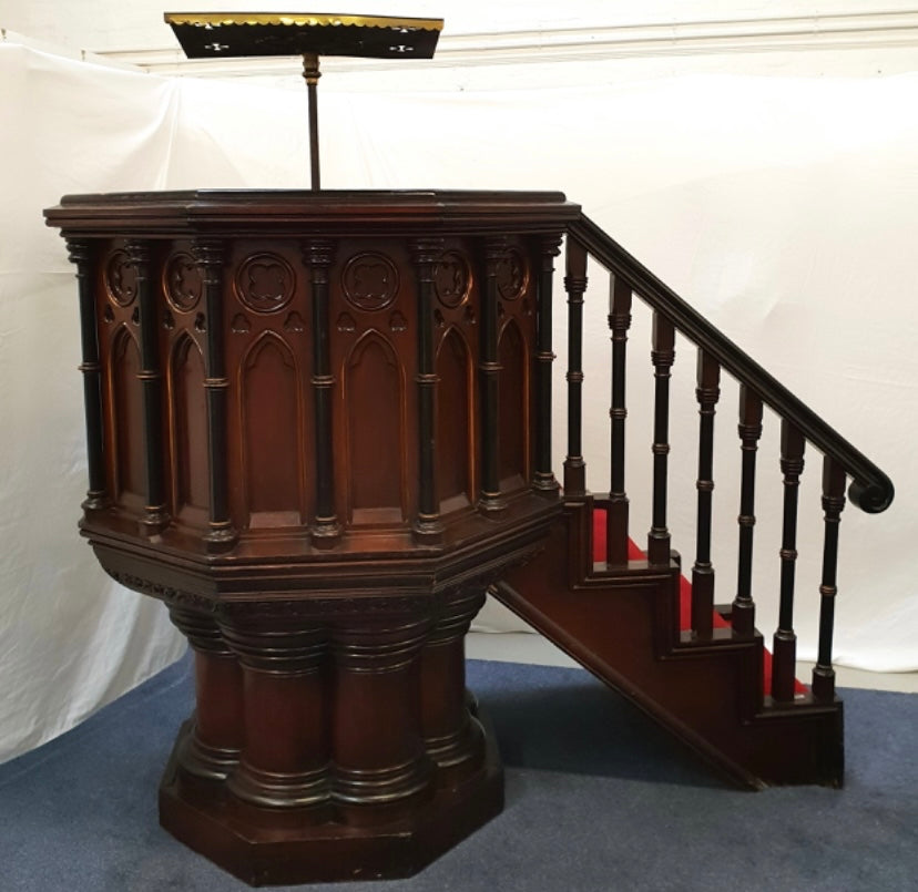 Victorian mahogany church pulpit from a Glasgow Methodist church