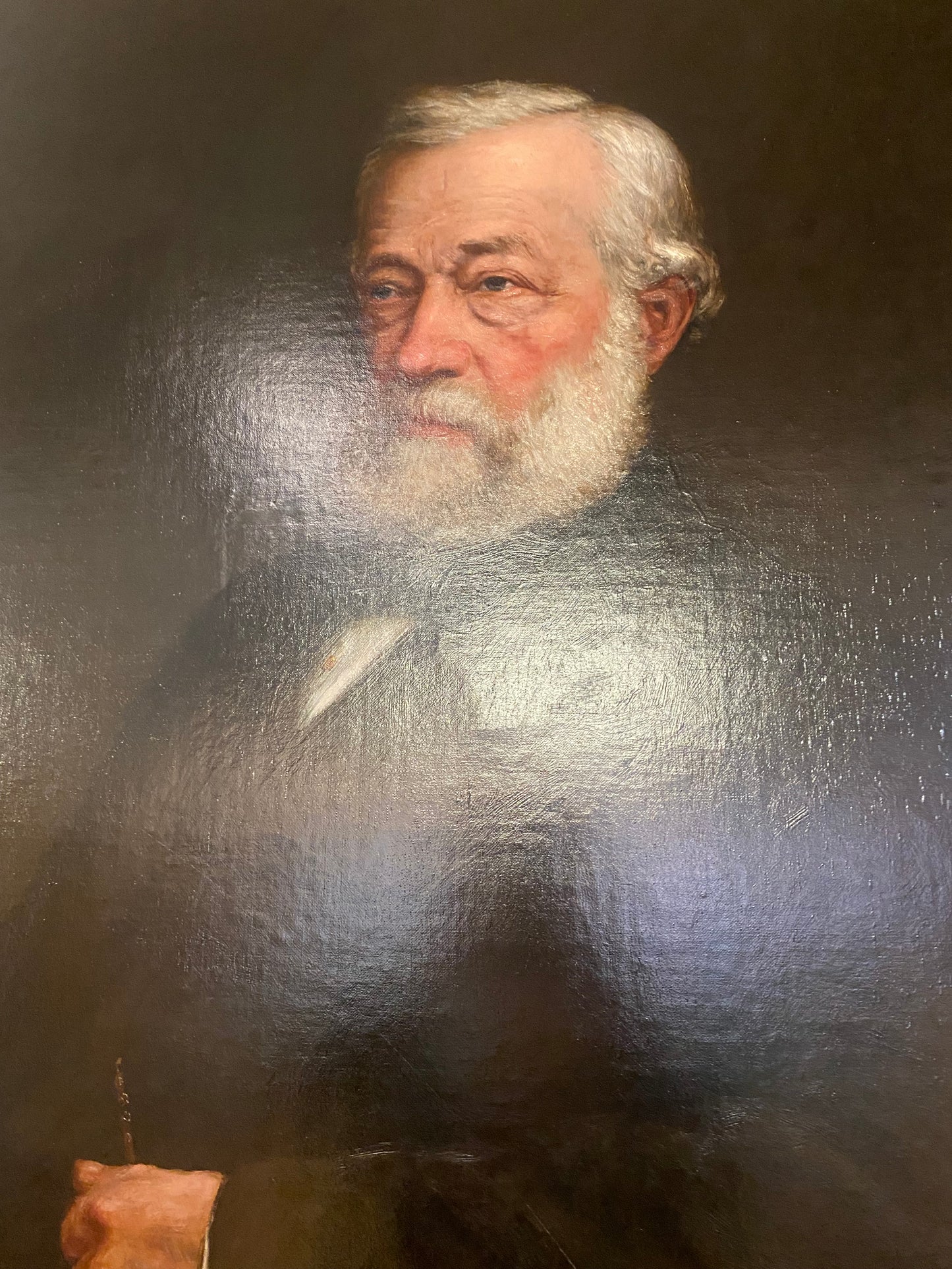 Large oil on canvas portrait of Victorian industrialist