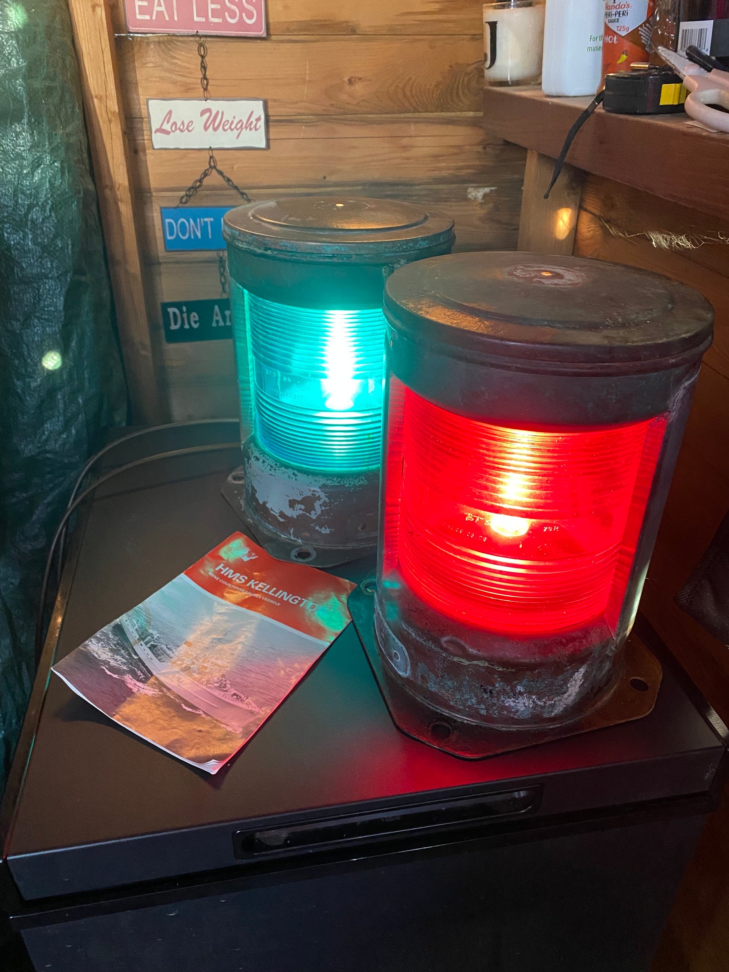 Port & starboard lights from the minesweeper HMS Kellington