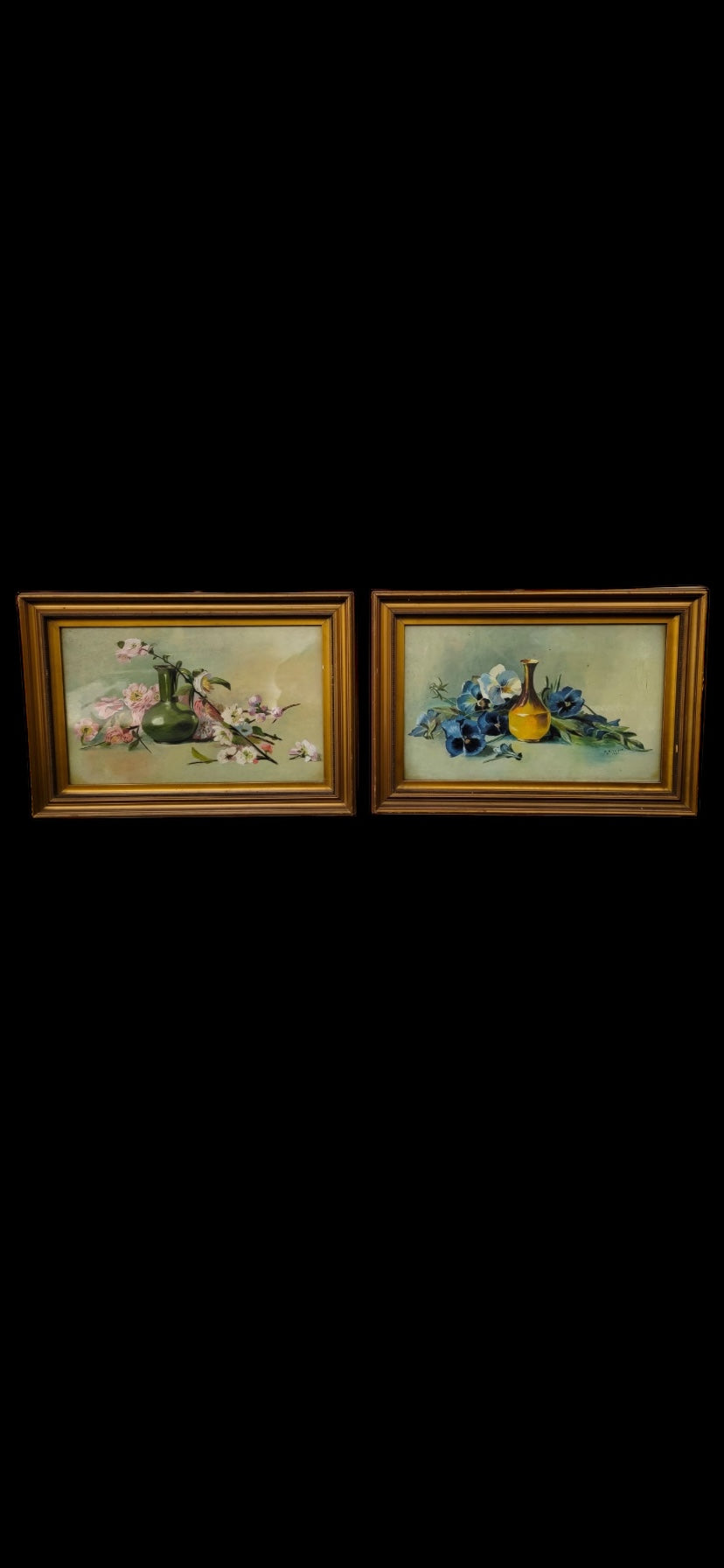 Pair of still lifes, Flowers and Vases