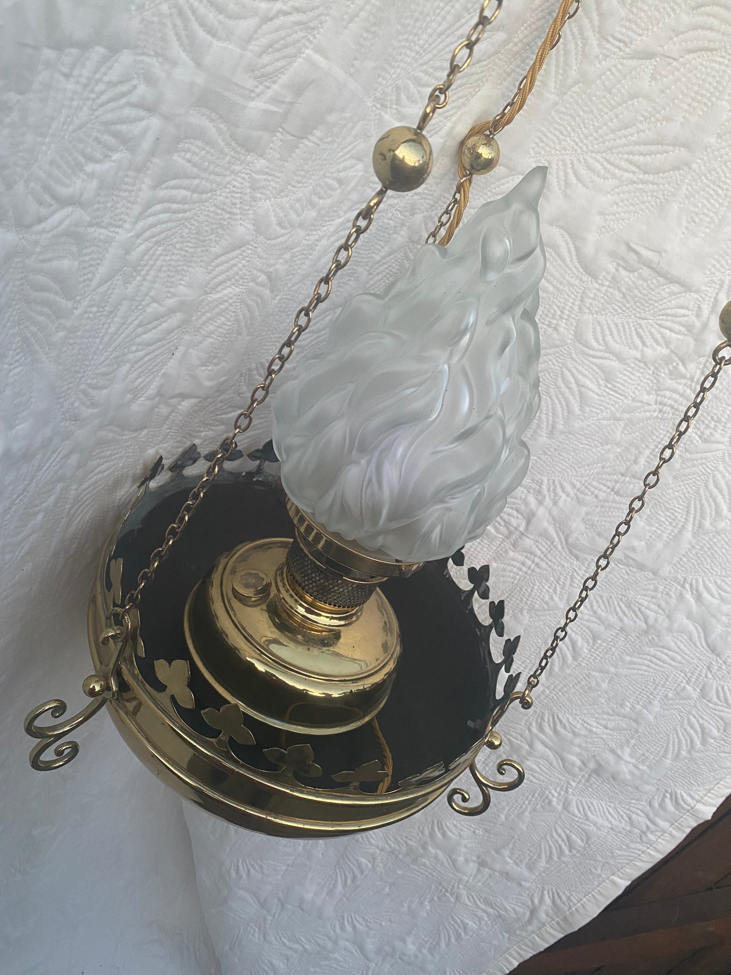 Victorian ecclesiastical style brass ceiling light