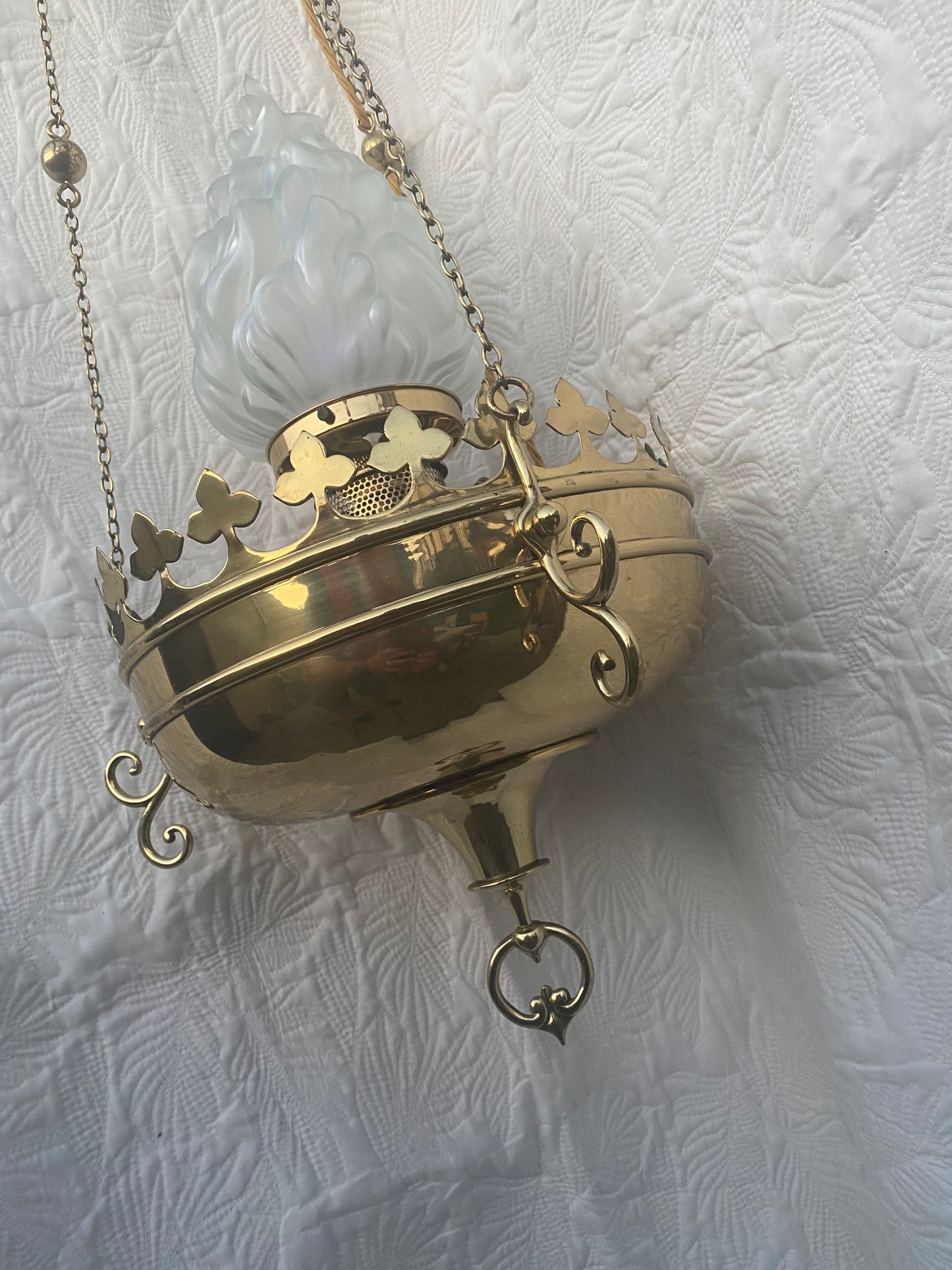 Victorian ecclesiastical style brass ceiling light