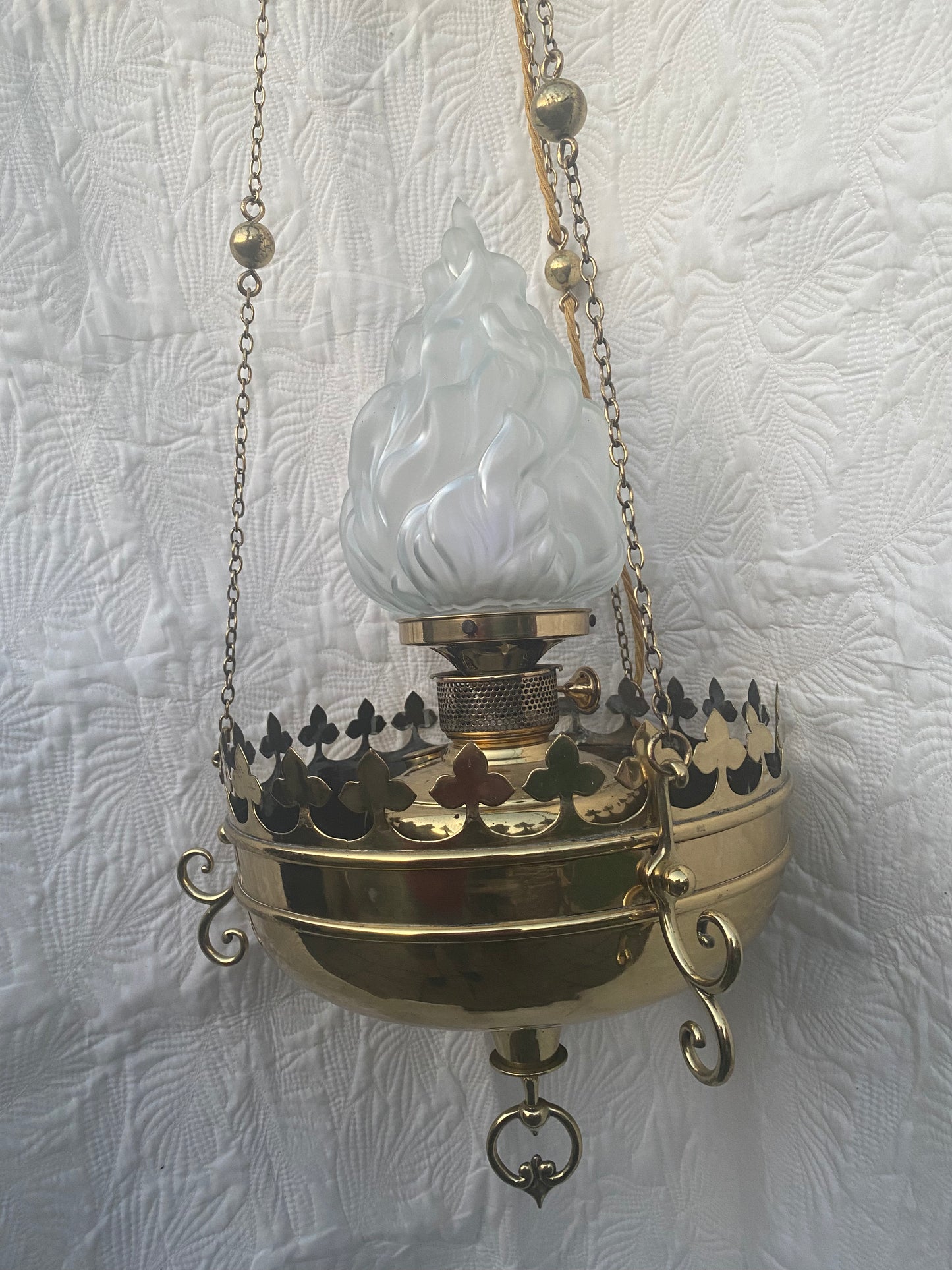 Victorian ecclesiastical style brass ceiling light