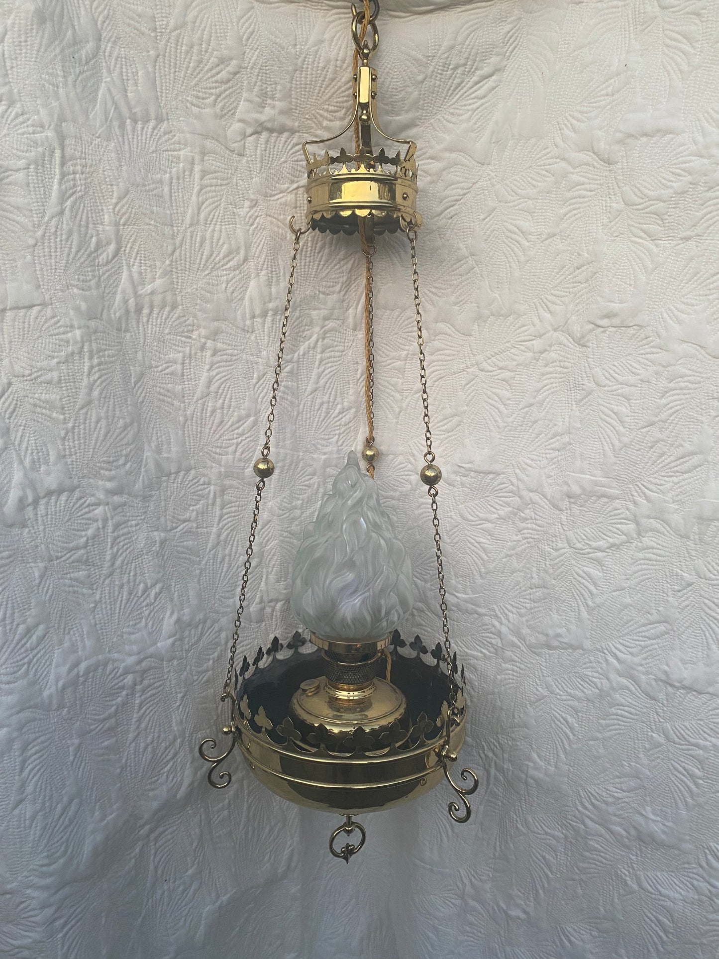 Victorian ecclesiastical style brass ceiling light